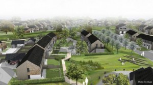 Artist's impression of Passivhaus estate at Kingstone, Herefordshire