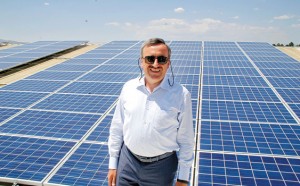 Başkanı Hasan Köktaş shows off Prokon's Ankara-Kazan solar panels - one of the biggest installations in Turkey