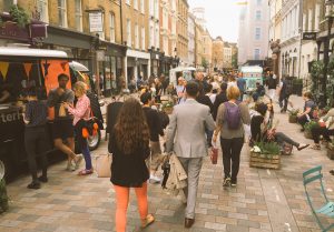 King Street, Covent Garden. with street food from local restaurants